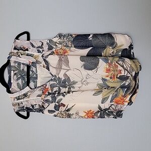 Hazel Office Romantic Large Floral Sleeveless Layered Blouse